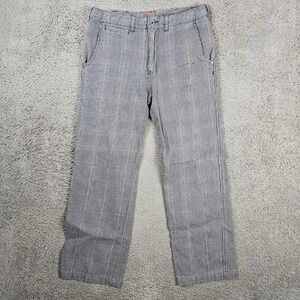 Plugg Mens 32x34 Gray Glen Plaid Cotton Flat Front Straight Leg Chino Pants